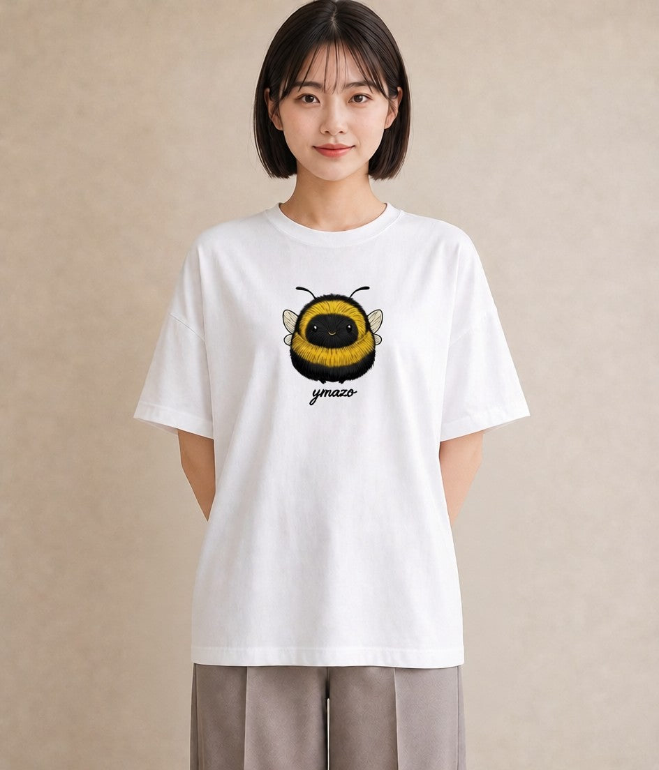 プリントTシャツ レディース みつばち 昆虫 虫 イラスト 線画 社会人 女性 白T