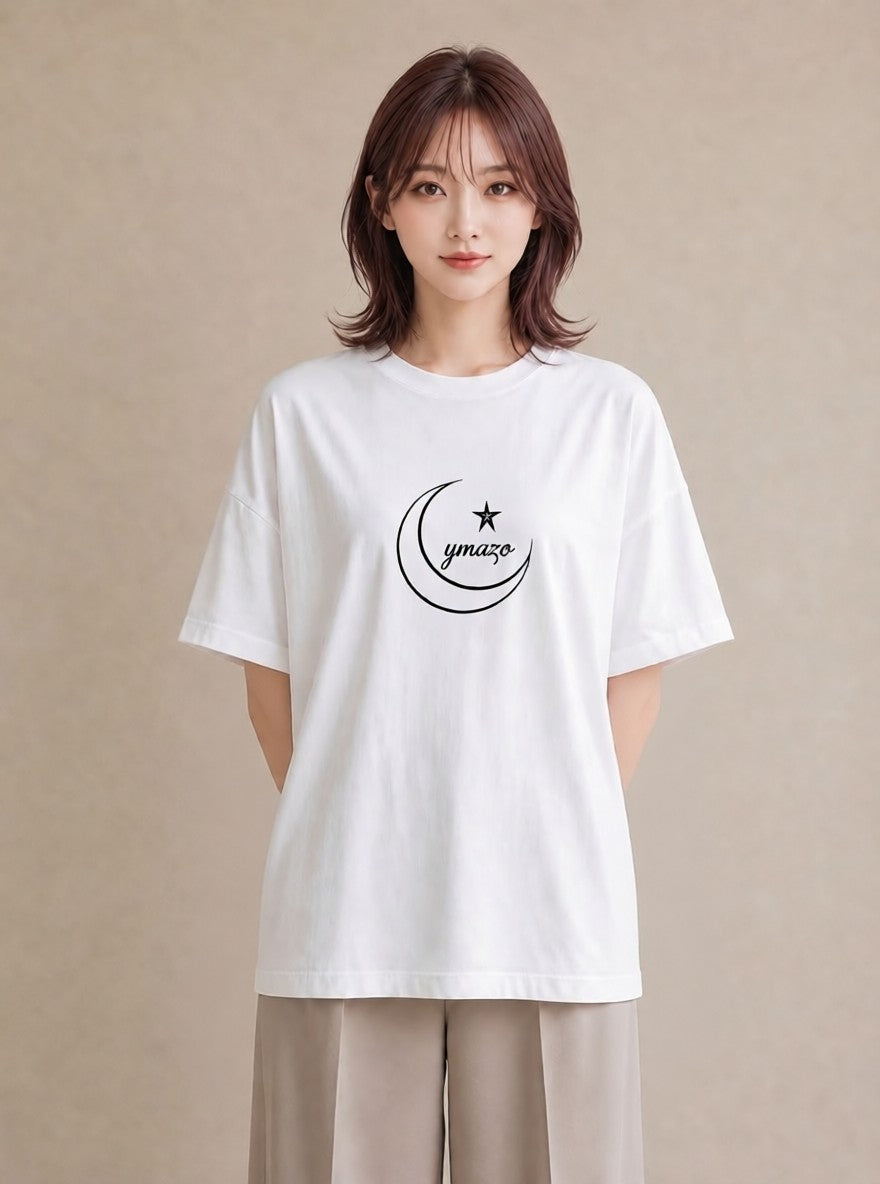 半袖Tシャツ レディース 月と星 星空 ムーン イラスト 韓国風 母娘コーデ 自分用 白T