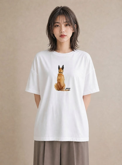 半袖Tシャツ レディース 犬好き 犬 いぬ イラスト きれいめ 散歩 お出かけ 白T