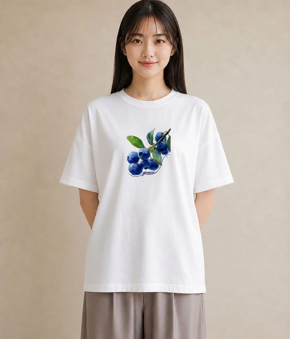半袖Tシャツ レディース 木の実 植物 ボタニカル イラスト 手描き風 散歩 お出かけ 白T