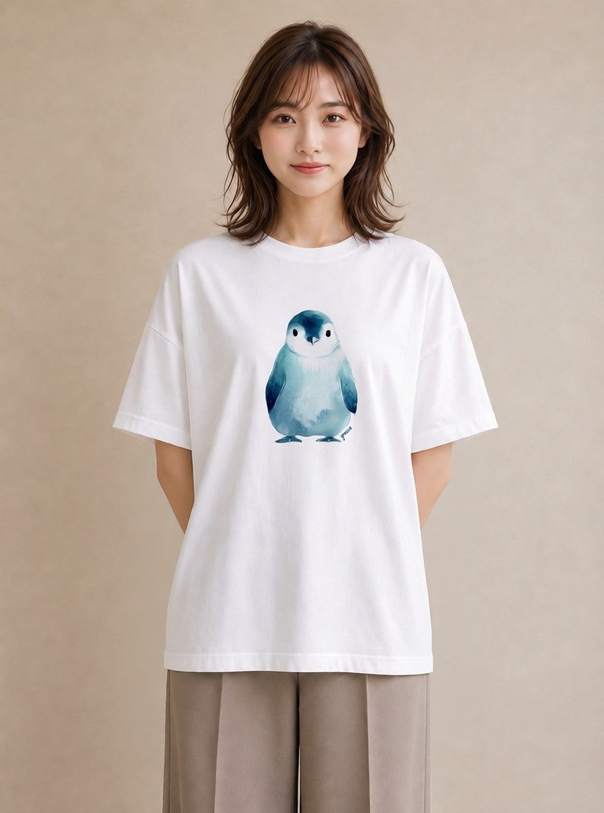 プリントTシャツ レディース シロフクロウ 動物 アニマル イラスト 手描き風 敬老の日 ホワイトデー 白T