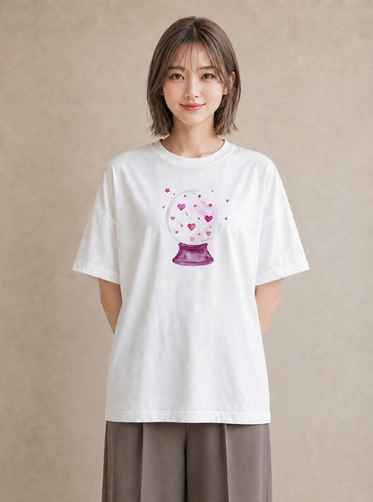 プリントTシャツ レディース 天秤座 星空 宇宙 イラスト 線画 夏コーデ 通学 白T