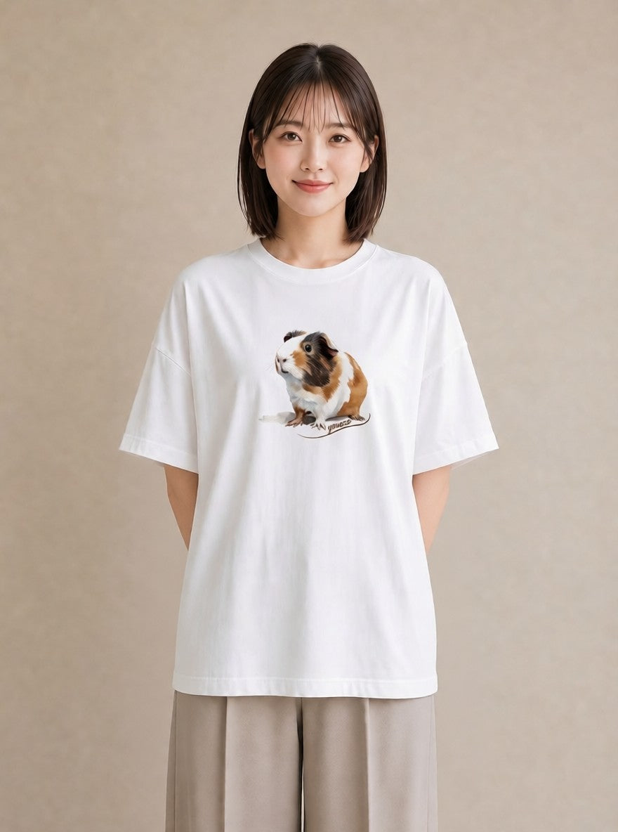 Tシャツ レディース ゴールデンハムスター ペット 動物 イラスト 線画 ルームウェア ギフト 白T