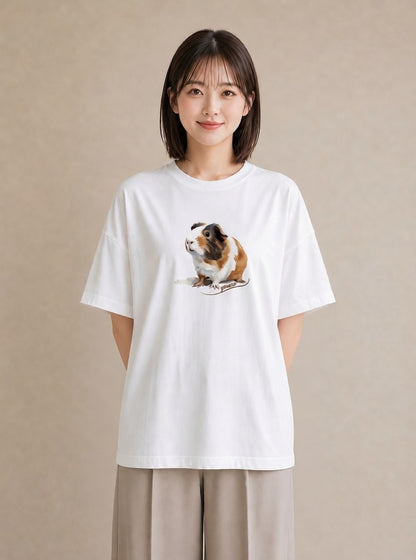 Tシャツ レディース ゴールデンハムスター ペット 動物 イラスト 線画 ルームウェア ギフト 白T