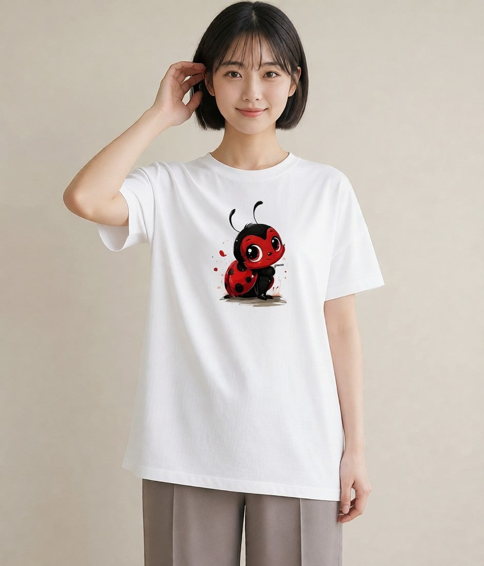Tシャツ レディース てんとう虫 昆虫 虫 イラスト 普段使い ギフト 母の日 白T