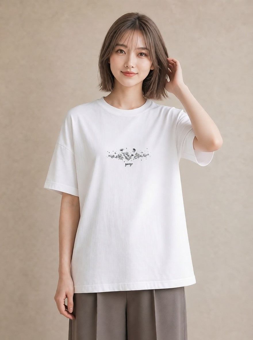 Tシャツ レディース レースハンカチ レース ハンカチ ナチュラル アンティーク イラスト モード 散歩 お出かけ 白T