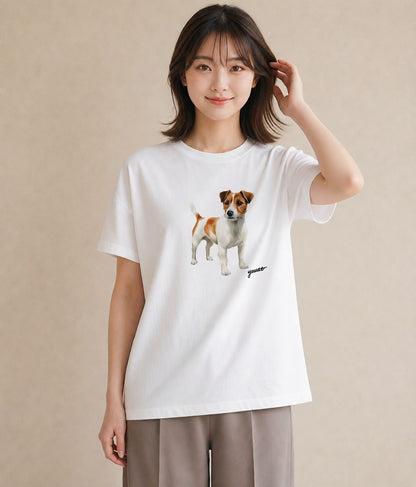 半袖Tシャツ レディース ミックス犬 犬 いぬ イラスト ラフカジュアル 親子 20代 白T