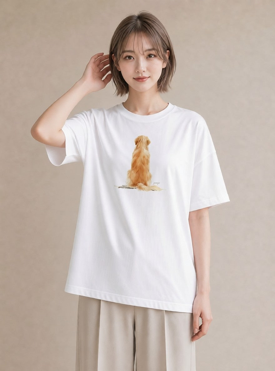 デザインTシャツ レディース 愛犬 犬 いぬ イラスト ユニーク カフェ巡り 女子会 白T