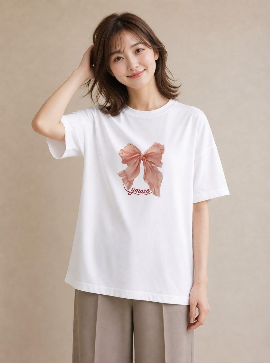 グラフィックTシャツ レディース レースハンカチ レース ハンカチ ナチュラル アンティーク イラスト ユニーク 女性向けギフト 散歩 白T