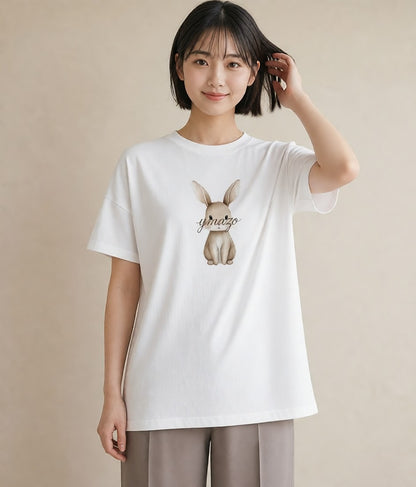 プリントTシャツ レディース ネザーランドドワーフ ペット 動物 イラスト モード ギフト 母の日 白T