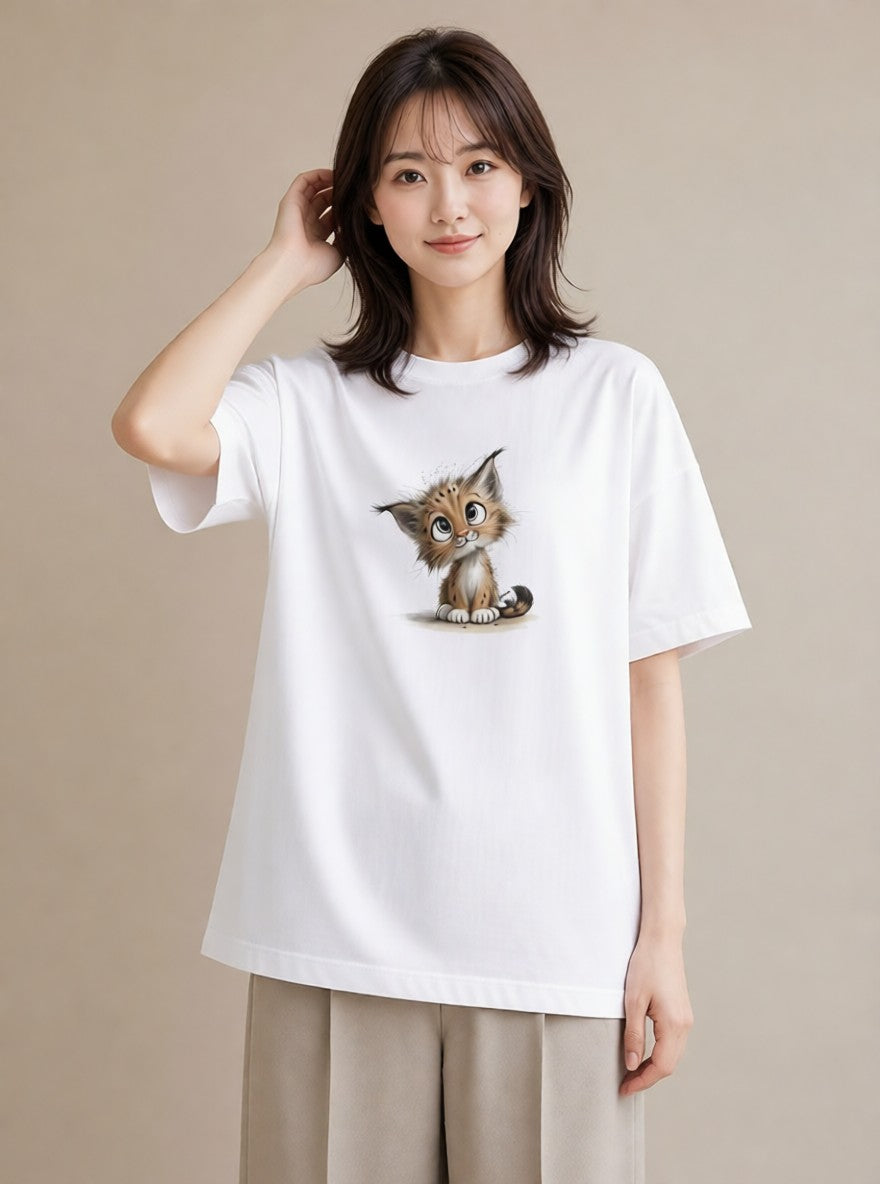 半袖Tシャツ レディース 子猫 猫 ねこ イラスト 個性的 母娘コーデ 自分用 白T