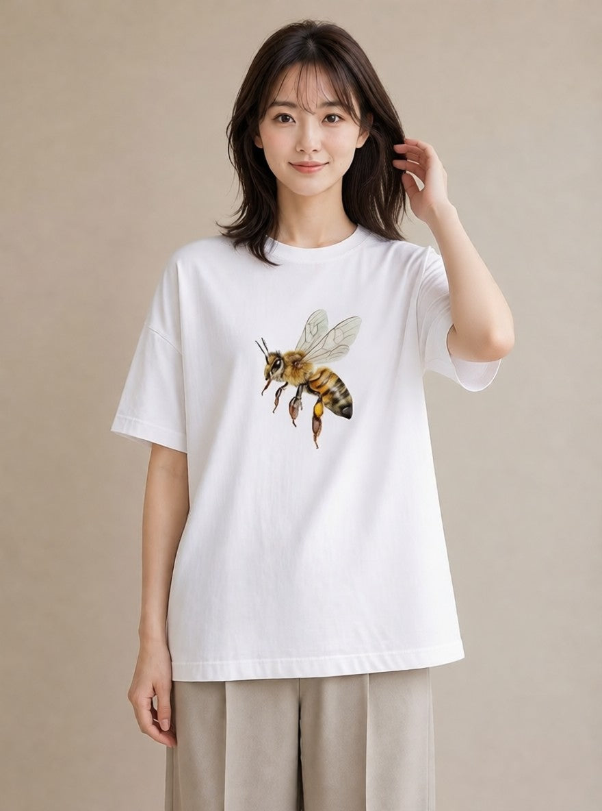 Tシャツ レディース ハニー 食べ物 フード イラスト ラフ 送別ギフト 通勤 白T