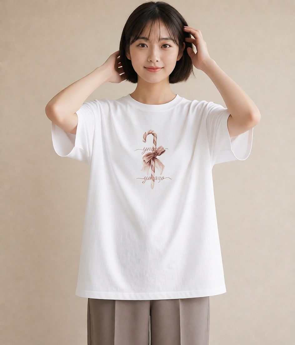 デザインTシャツ レディース キャンディ 食べ物 フード イラスト ゆるかわ 帰省 ラフ 白T