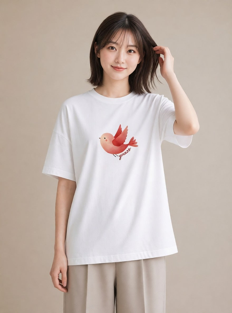 デザインTシャツ レディース マメルリハ ペット 動物 イラスト 線画 ホワイトデー 春服 白T