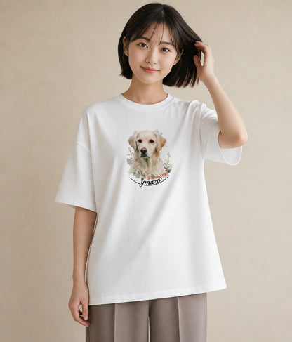 デザインTシャツ レディース ゴールデンレトリバー ゴールデン 犬 いぬ イラスト 休日コーデ ビーチ デイリーウェア 白T