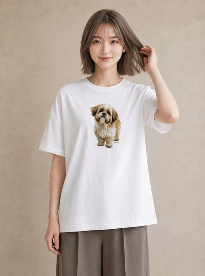 グラフィックTシャツ レディース 狆 犬 いぬ イラスト 敬老の日 ホワイトデー 白T
