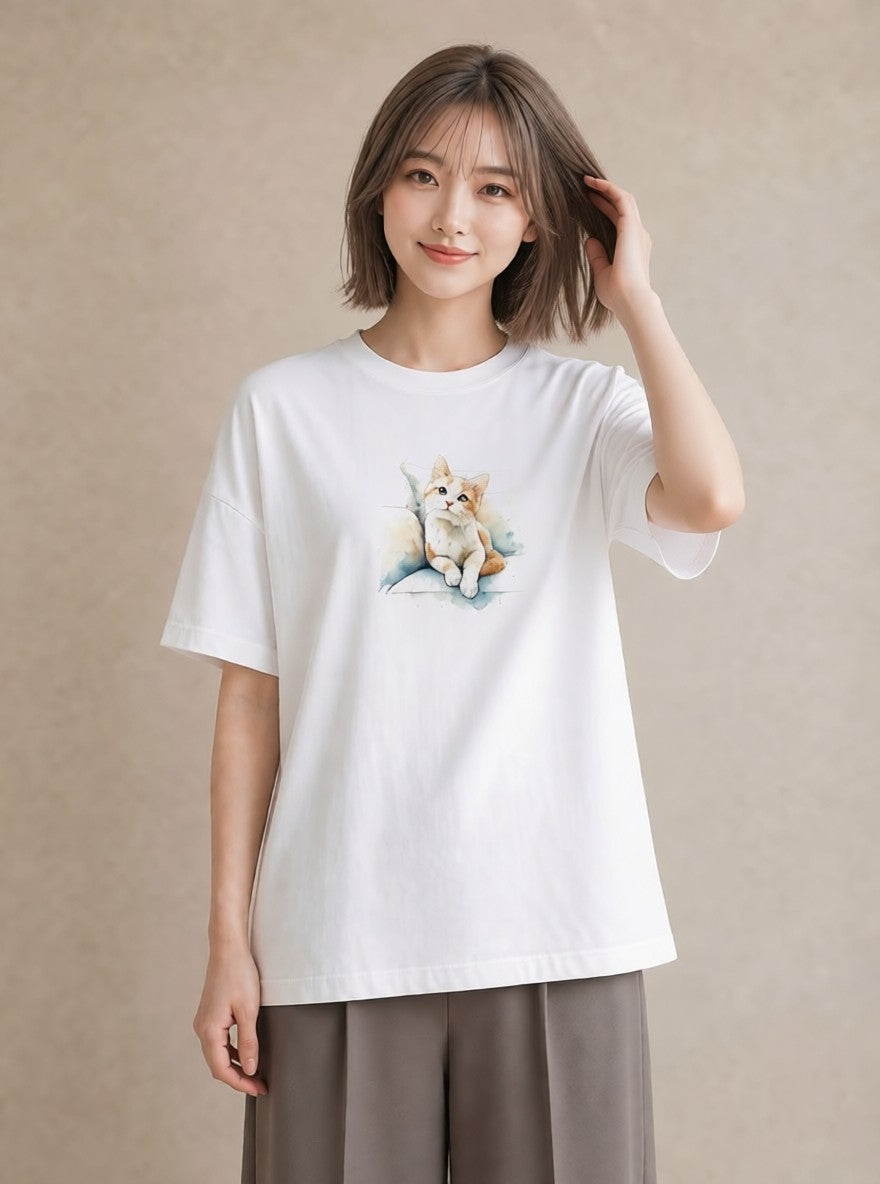プリントTシャツ レディース 猫の手 猫 ねこ イラスト ナチュラル ママ カフェ服 白T