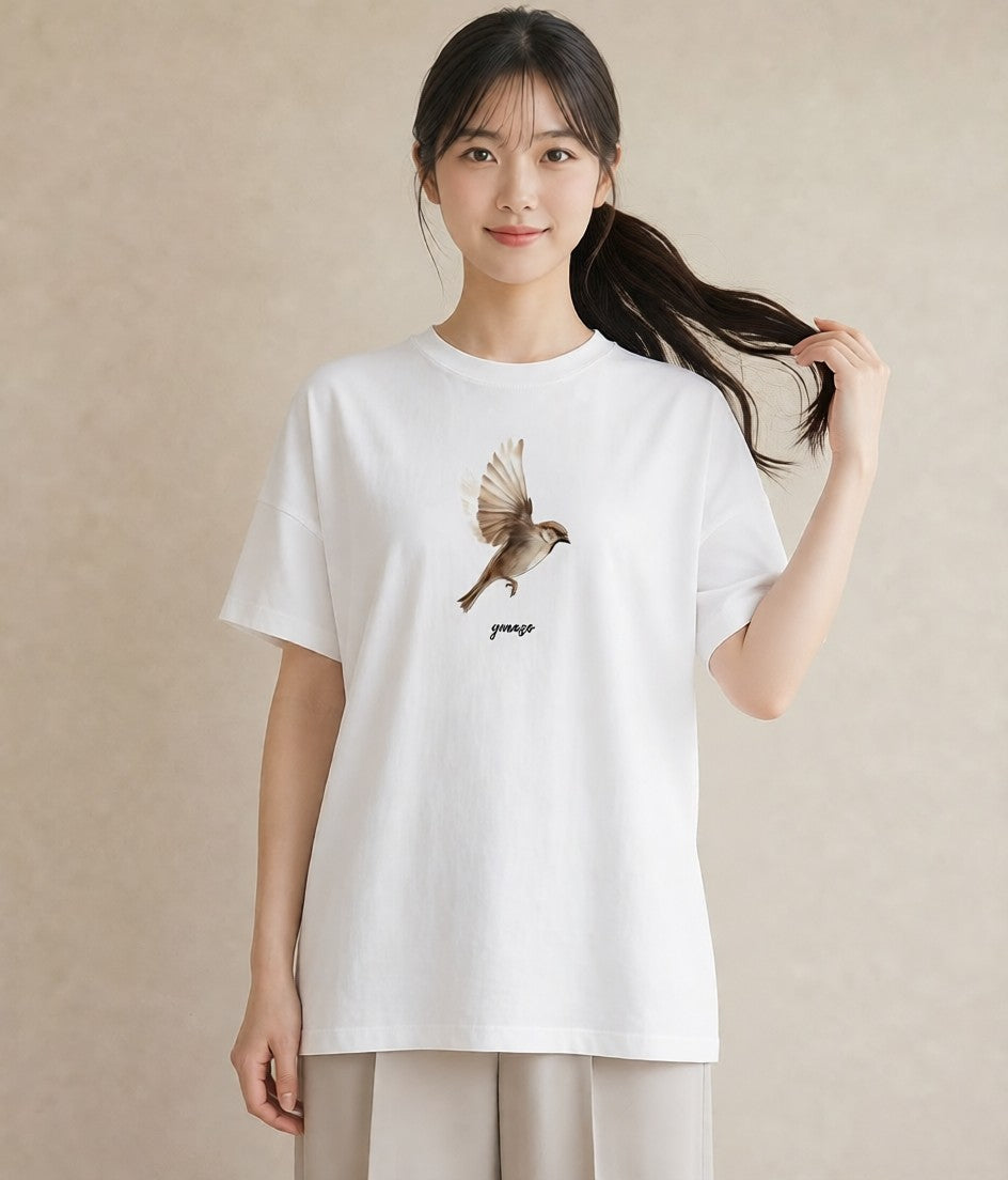 半袖Tシャツ レディース 桜文鳥 ペット 動物 イラスト 普段使い 母娘コーデ 自分用 白T