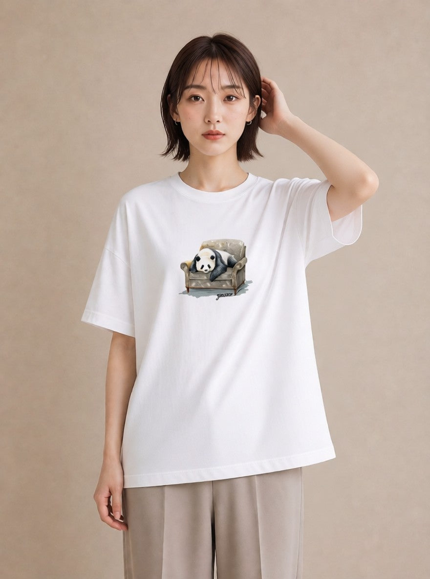 デザインTシャツ レディース パンダ 動物 アニマル イラスト お洒落 母娘コーデ 自分用 白T