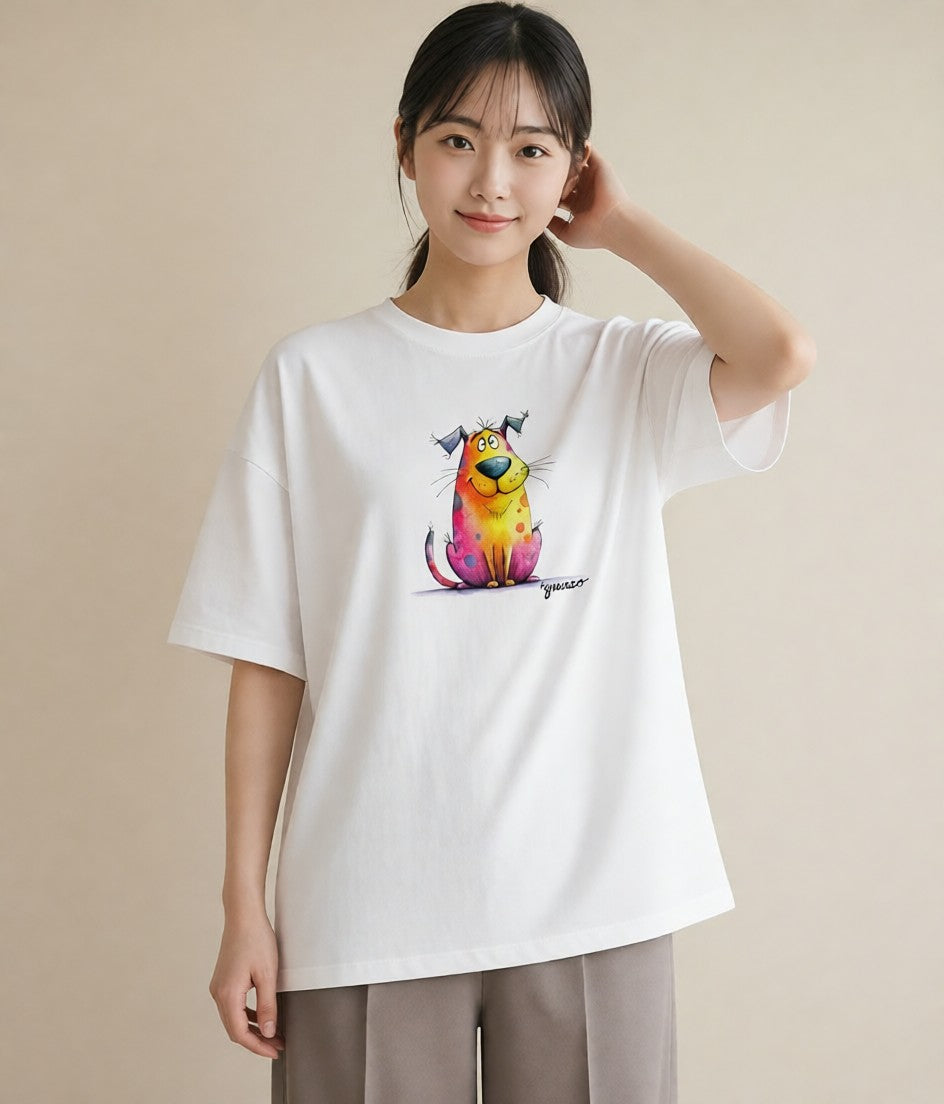 Tシャツ レディース しっぽ 猫 ねこ イラスト ポップ 海 カフェ巡り 白T