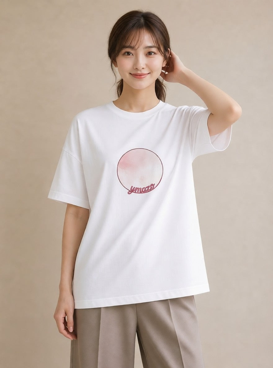 グラフィックTシャツ レディース 紙風船 和紙 ナチュラル アンティーク イラスト 綿100 デート 白T