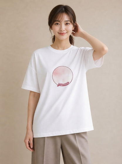 グラフィックTシャツ レディース 紙風船 和紙 ナチュラル アンティーク イラスト 綿100 デート 白T