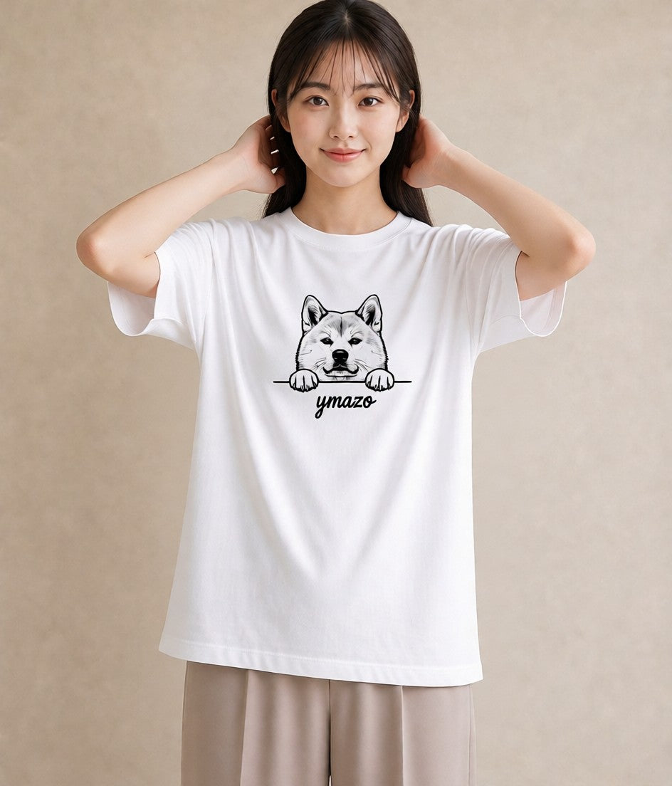 グラフィックTシャツ レディース 秋田犬 犬 いぬ イラスト カジュアル 通学 誕生日プレゼント 白T