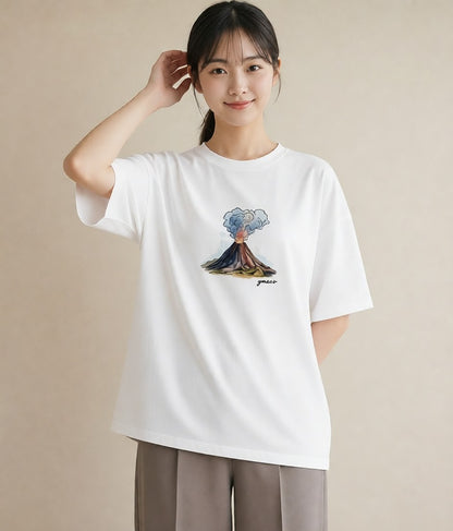 グラフィックTシャツ レディース 山 星空 宇宙 イラスト ポップ 母娘コーデ 自分用 白T