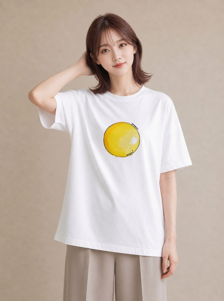 プリントTシャツ レディース 目玉焼き 食べ物 フード イラスト ガーリー 公園 ママ 白T