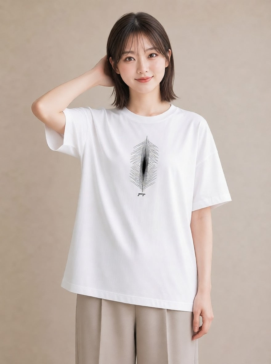 プリントTシャツ レディース 幾何学 ミニマル ジオメトリック イラスト モード レイヤード 友達ギフト 白T