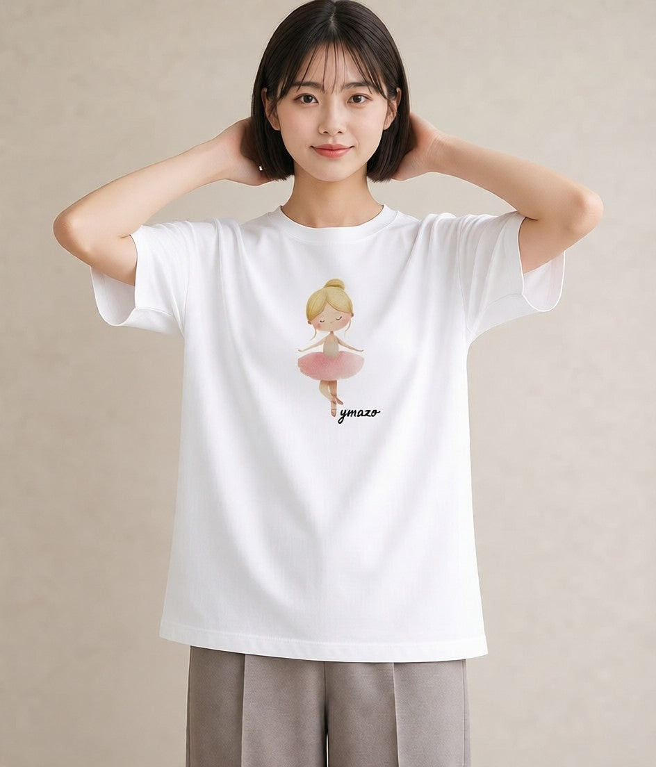 デザインTシャツ レディース バレエシューズ バレエ トウシューズ ナチュラル アンティーク イラスト お洒落 敬老の日 ホワイトデー 白T