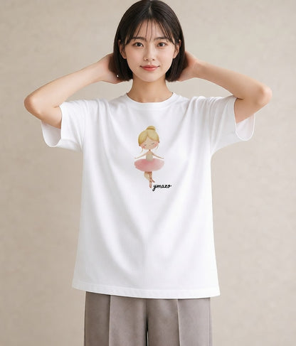 デザインTシャツ レディース バレエシューズ バレエ トウシューズ ナチュラル アンティーク イラスト お洒落 敬老の日 ホワイトデー 白T