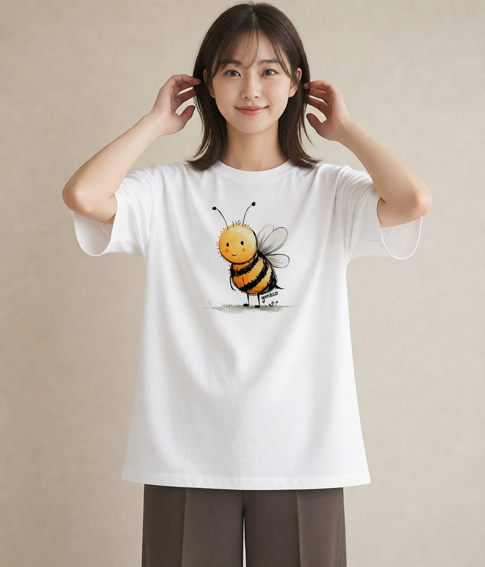 Tシャツ レディース ハニー 食べ物 フード イラスト 韓国風 誕生日プレゼント 綿100 白T
