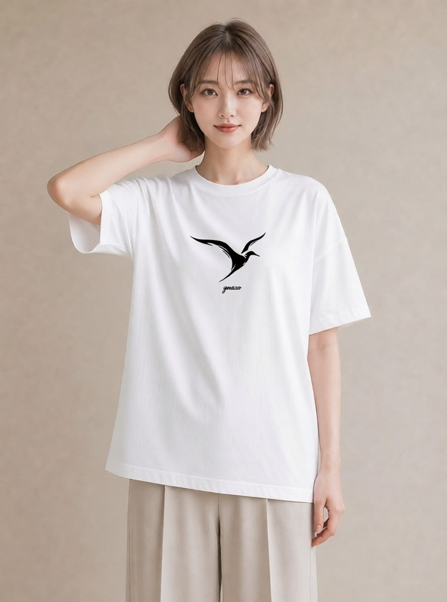 プリントTシャツ レディース 折り鶴 折り紙 ナチュラル アンティーク イラスト 抜け感 カジュアルコーデ 買い物 白T