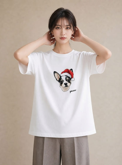 グラフィックTシャツ レディース チワワ 犬 いぬ イラスト ニュアンス 週末コーデ 敬老の日 白T