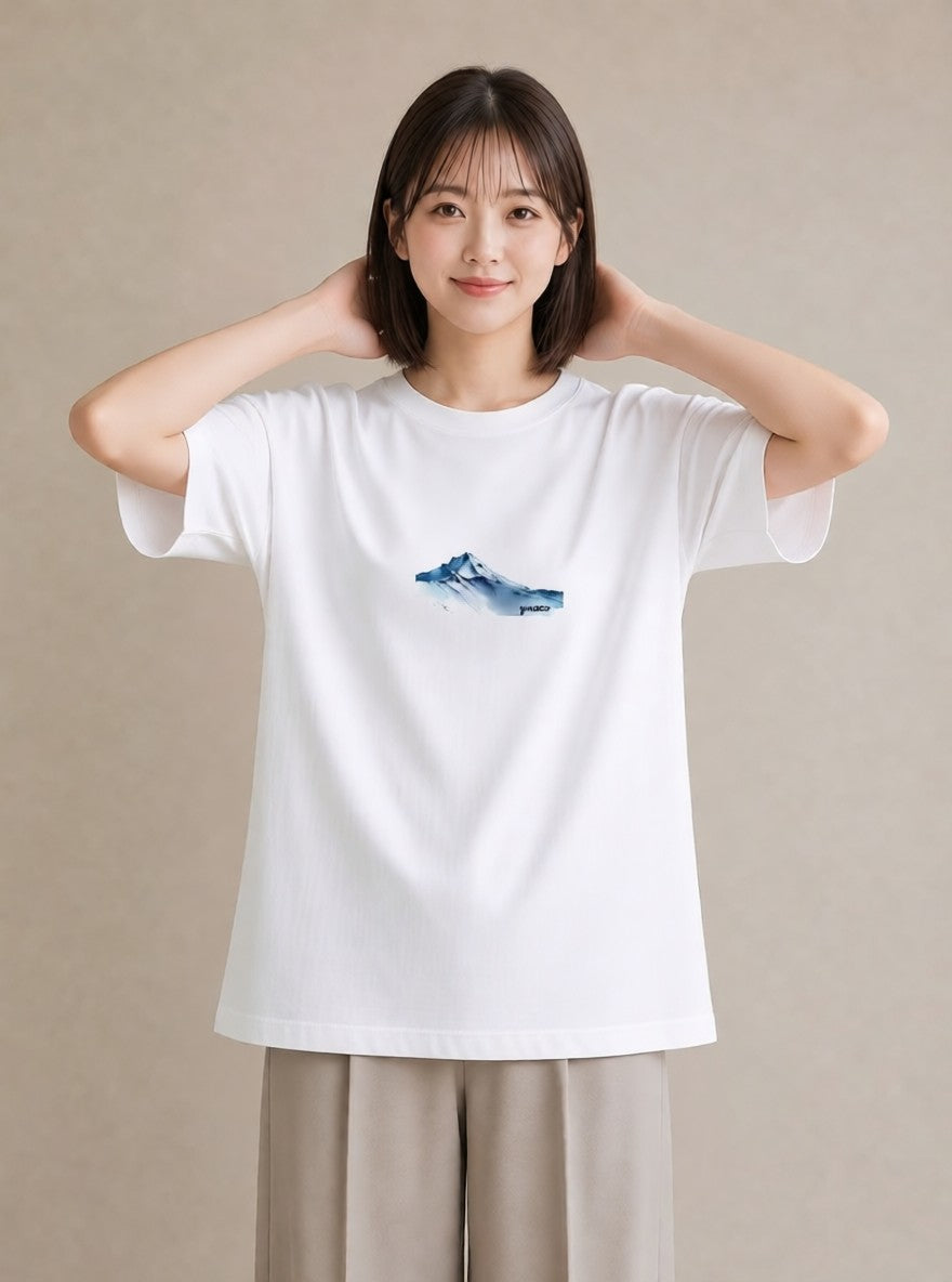 デザインTシャツ レディース 山 星空 宇宙 イラスト こなれ感 送別ギフト 通勤 白T