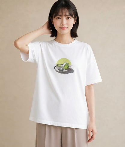 プリントTシャツ レディース 抹茶 食べ物 フード イラスト 北欧風 ビーチ デイリーウェア 白T
