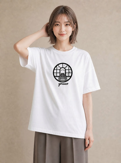 Tシャツ レディース 駅のホーム ローカル線 駅 ナチュラル アンティーク イラスト ゆるかわ 買い物 夏コーデ 白T