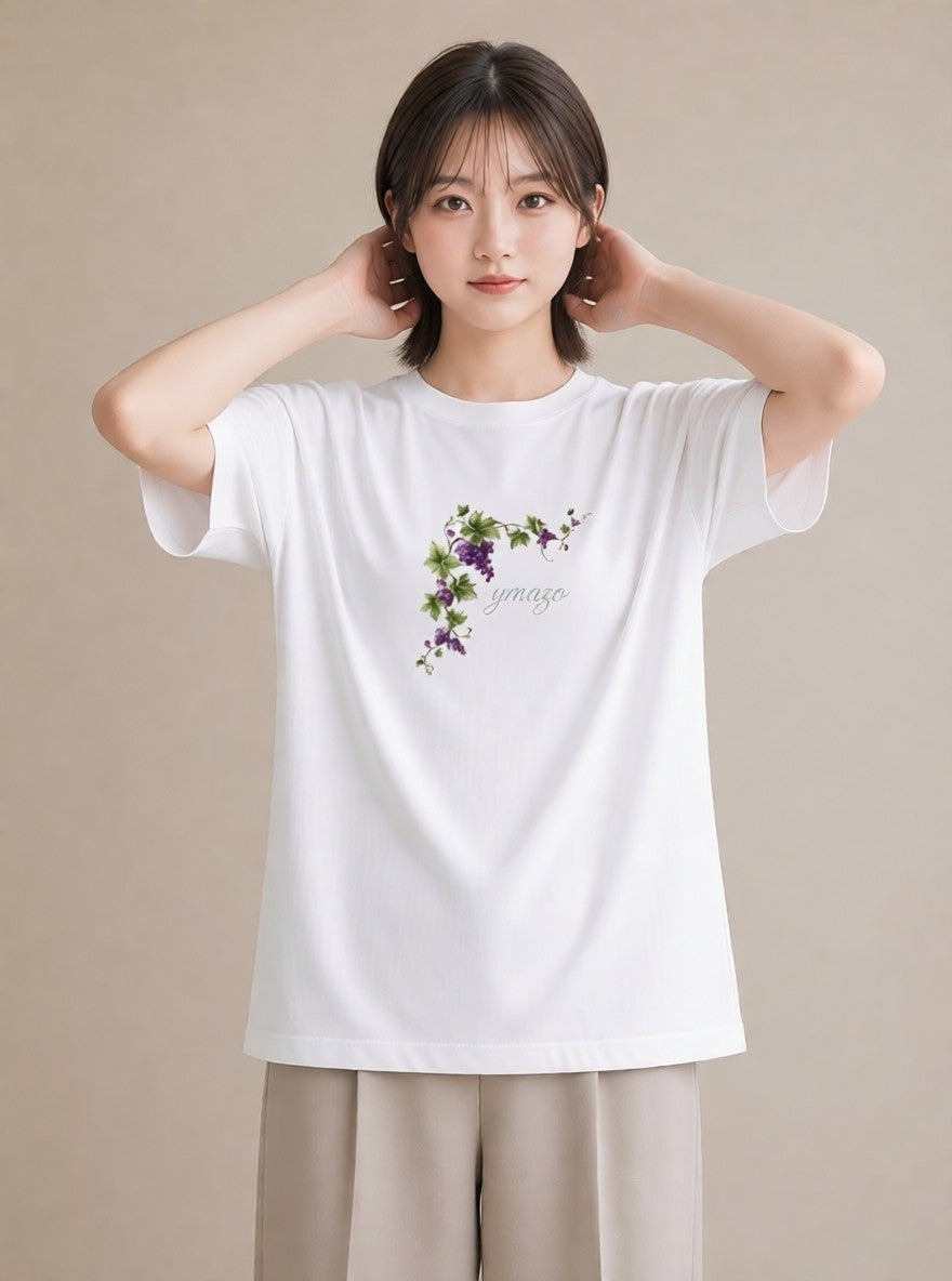 Tシャツ レディース ぶどう 葡萄 食べ物 フード イラスト 個性的 春コーデ 姉妹 白T
