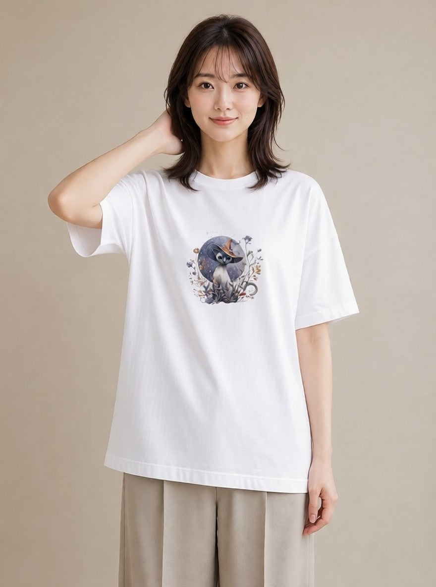 デザインTシャツ レディース シャム 猫 ねこ イラスト 可愛い 海 カフェ巡り 白T