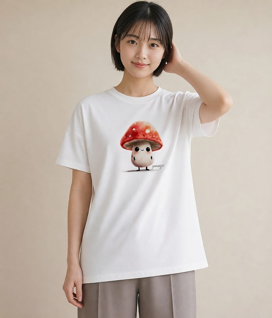 デザインTシャツ レディース きのこ 植物 ボタニカル イラスト 個性的 母娘コーデ 自分用 白T