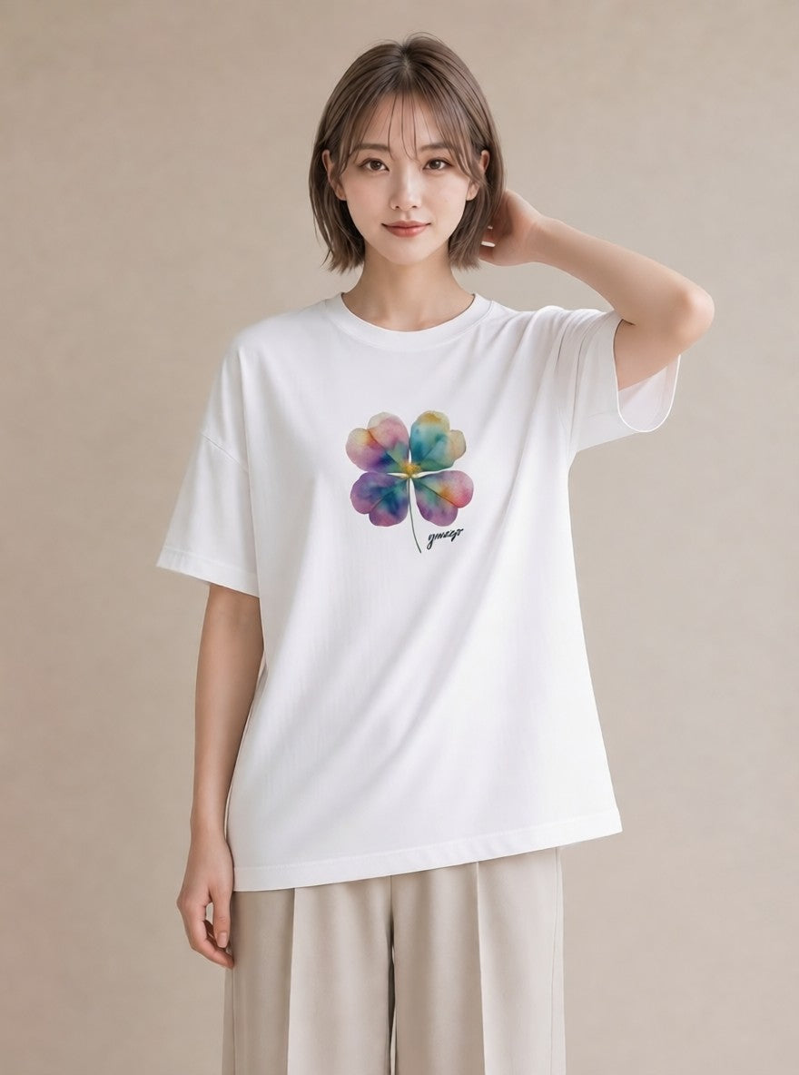 Tシャツ レディース パンジー 花 花柄 イラスト こなれ感 敬老の日 ホワイトデー 白T