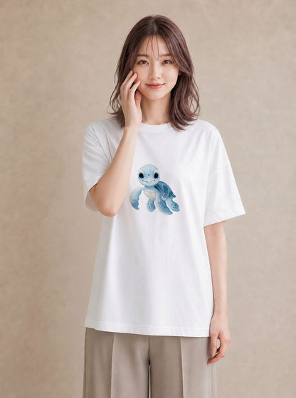 プリントTシャツ レディース カメ ペット 動物 イラスト ユニーク 姉妹 送別ギフト 白T