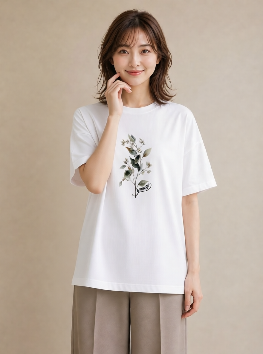 プリントTシャツ レディース すずらん 花 花柄 イラスト カジュアル 旅行 母娘コーデ 白T