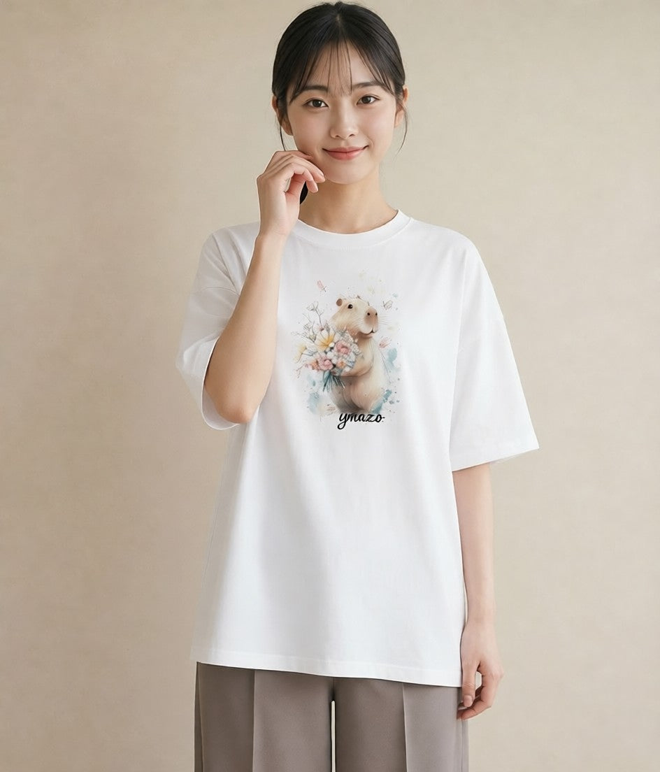 デザインTシャツ レディース ゴールデンハムスター ペット 動物 イラスト 淡色 デート 帰省 白T