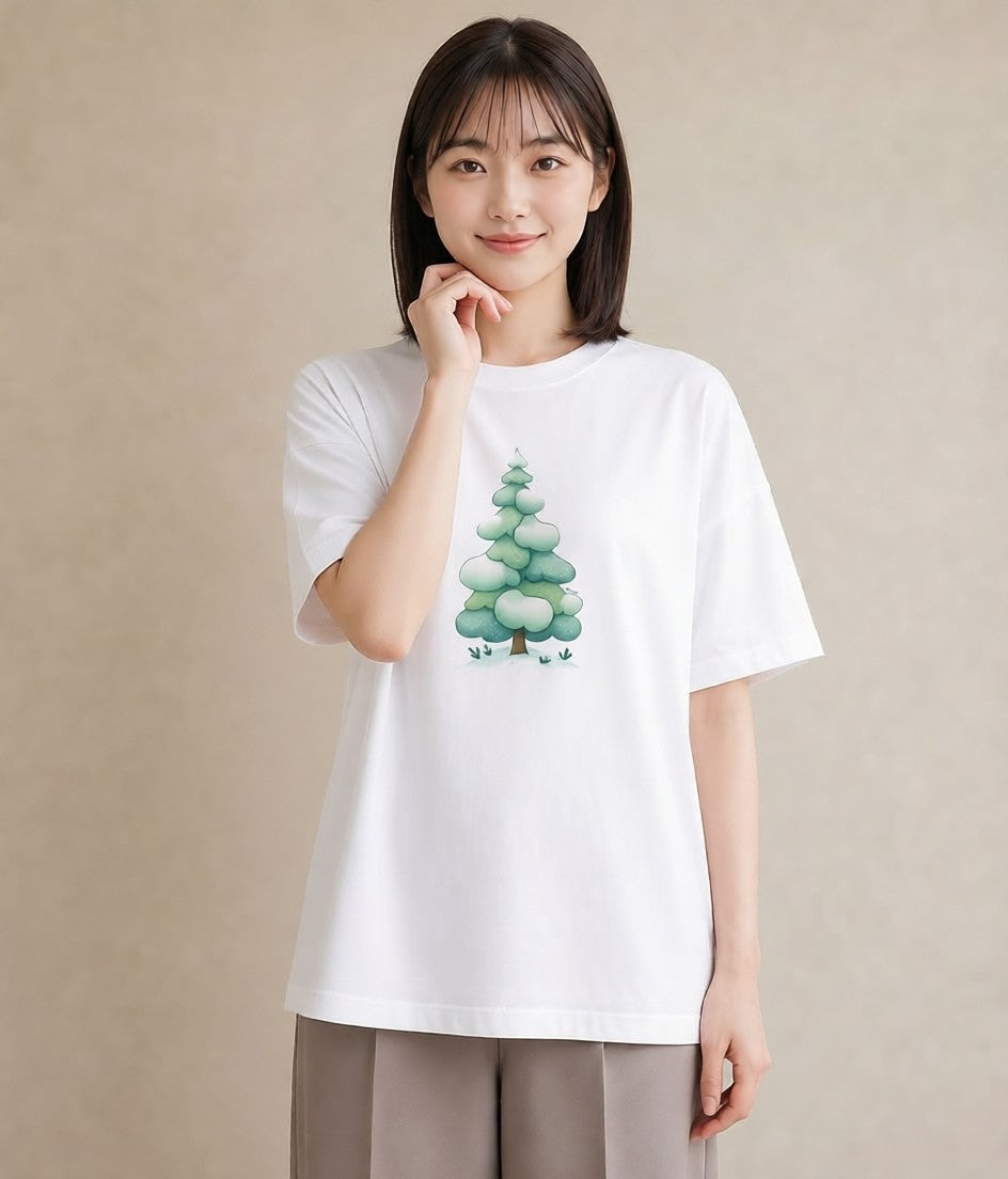 Tシャツ レディース 雪 星空 宇宙 イラスト レトロ レイヤード 友達ギフト 白T