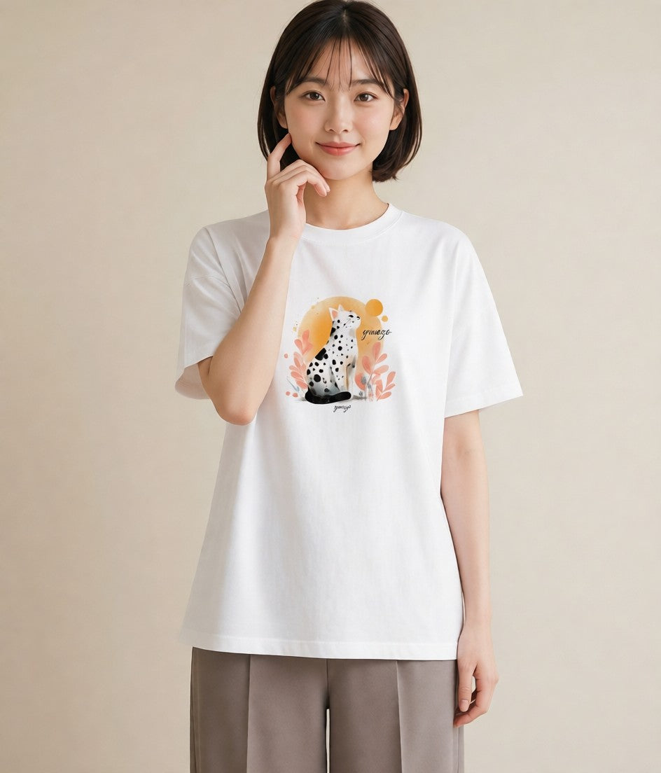 デザインTシャツ レディース ニャンコ 猫 ねこ イラスト カジュアル 通学 誕生日プレゼント 白T