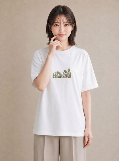 プリントTシャツ レディース サボテン 植物 ボタニカル イラスト ゆるコーデ クリスマス 旅行 白T