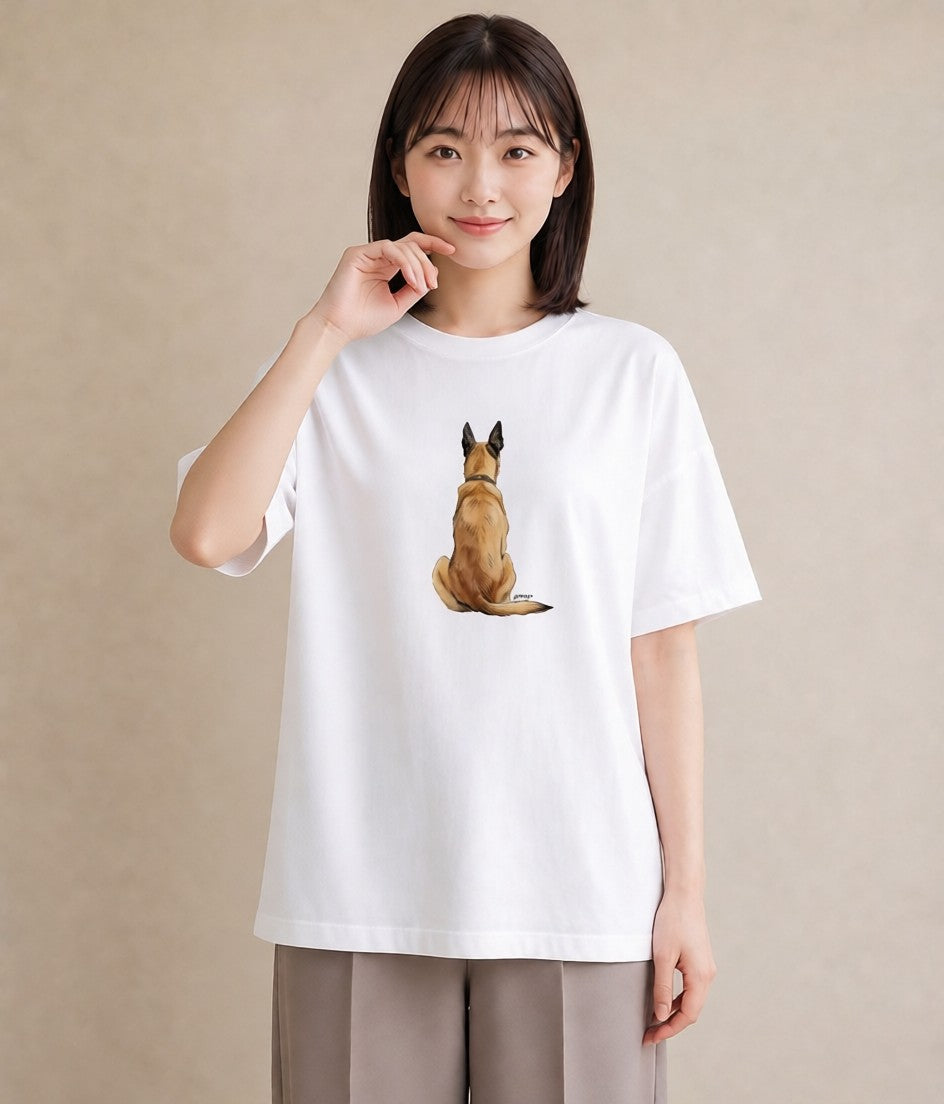 プリントTシャツ レディース ジャーマンシェパード 犬 いぬ イラスト シック 買い物 夏コーデ 白T