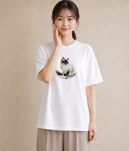 Tシャツ レディース ペルシャ 猫 ねこ イラスト ポップ ホワイトデー 春服 白T